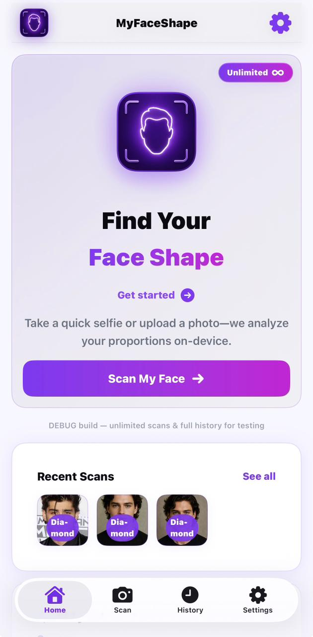Camera screen with face alignment guide